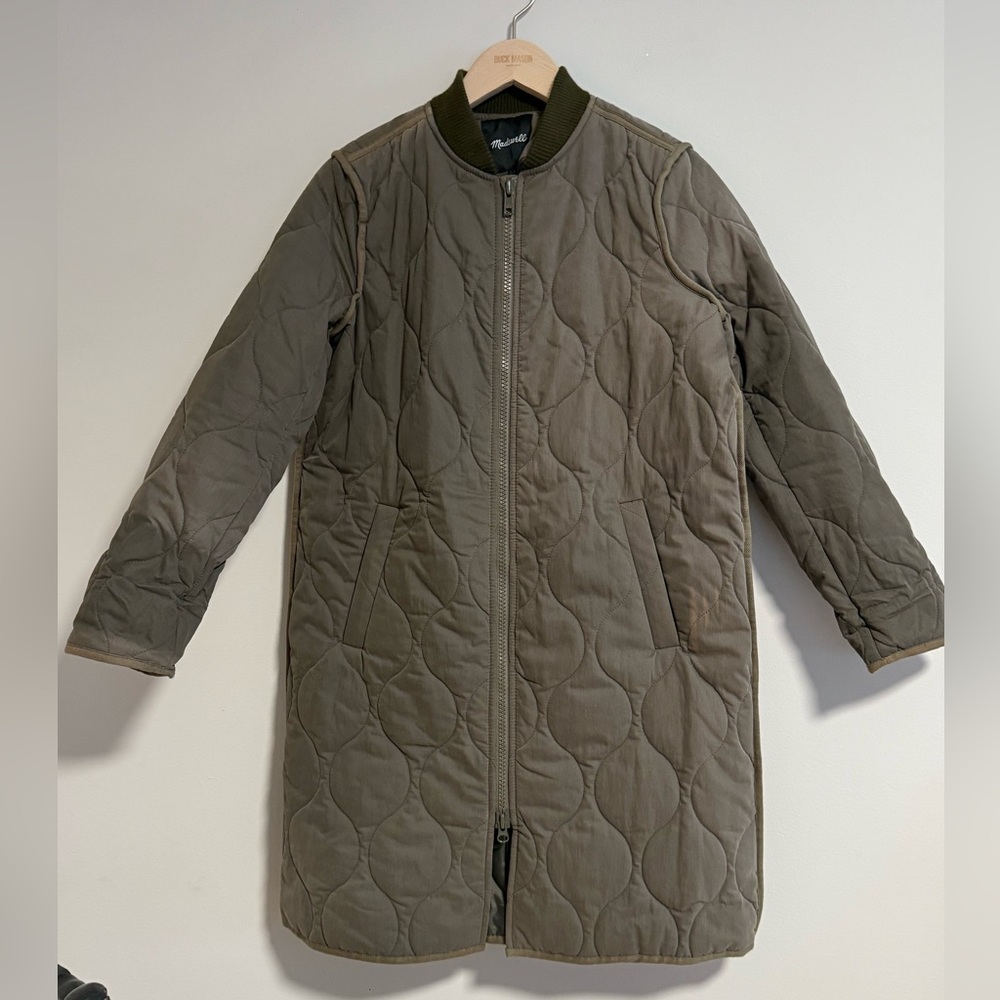 Madewell long quilted coat xxs